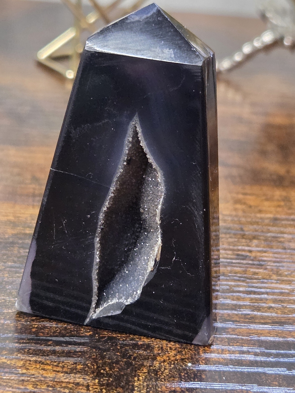 Black Agate Druzy Tower B